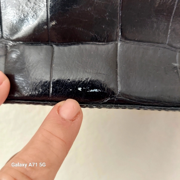 Vintage Original Monsac Black Croc Embossed Small Tote Shoulder Bag Purse - Picture 14 of 17